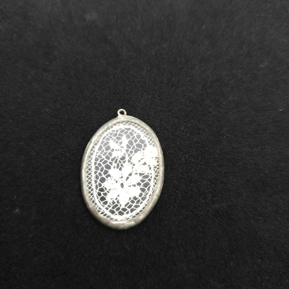 Vintage Floral Lace Pendant Doily Glass Frame Cottagecore Victoria Style